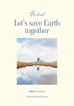 Plantilla de diseño de Conciencia del cuidado del planeta con hermoso paisaje Poster 28x40in 