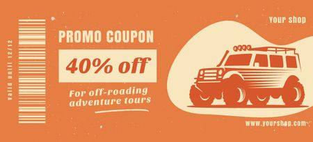 Off-Roading Adventure Tours Offer with Illustration Coupon 3.75x8.25in Design Template