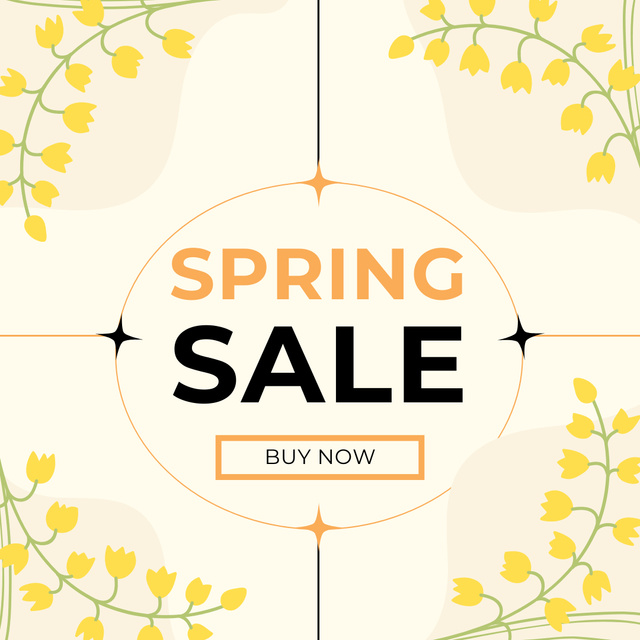 Spring Special Sale Announcement with Yellow Flowers Instagram AD Design Template
