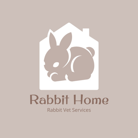 Plantilla de diseño de oferta de servicios de clínica veterinaria con conejo Logo 