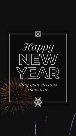 New Year Holiday Congrats With Wonderful Fireworks Instagram Video Story Design Template