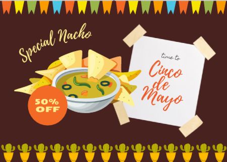 Mexican Food Offer for Holiday Cinco de Mayo Card Design Template