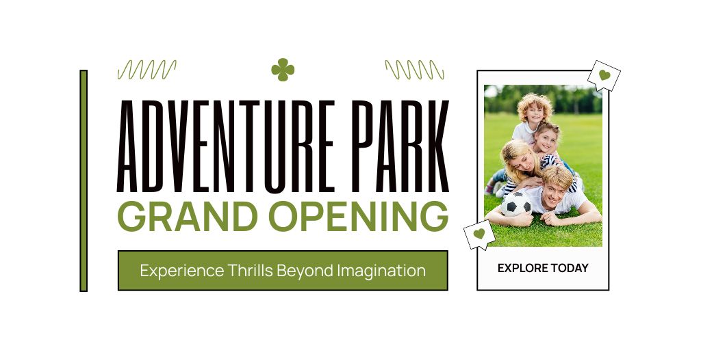 Designvorlage Announcement of Grand Opening of Adventure Park für Twitter