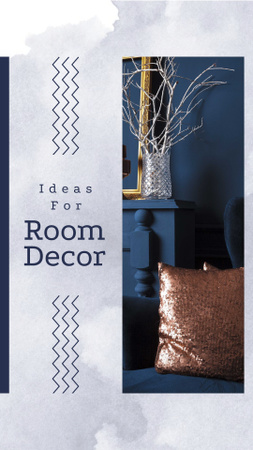 Room Decor Ideas with Blue Armchair Instagram Story Modelo de Design