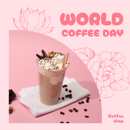 Chocolate Frappe Coffee with Whipped Cream Instagram Design Template