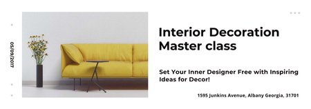 Platilla de diseño Interior Decoration Event Announcement Sofa in Yellow Tumblr