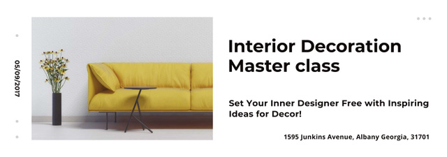 Template di design Interior Decoration Event Announcement Sofa in Yellow Tumblr