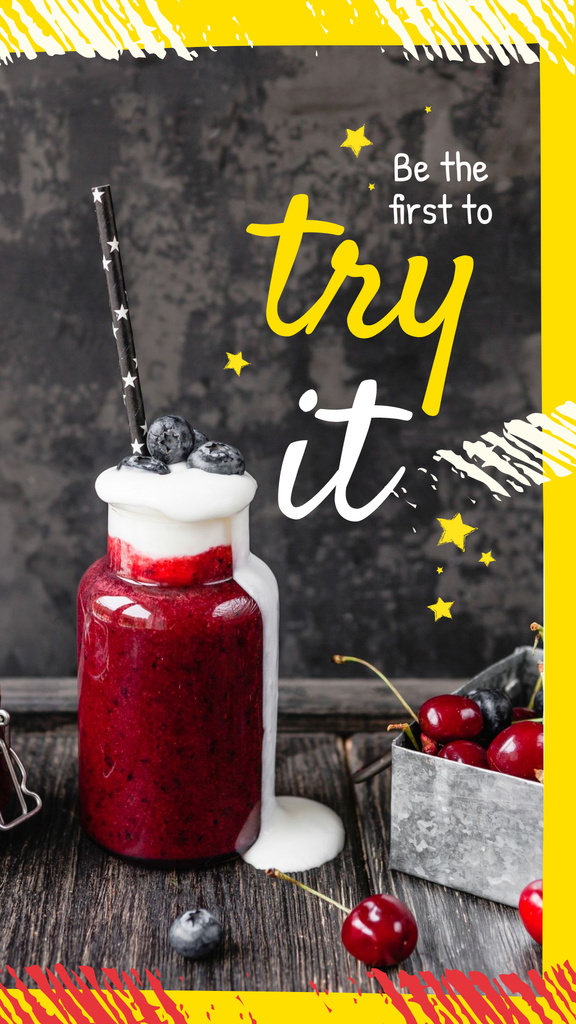 Designvorlage Fresh smoothie with Berries für Instagram Story