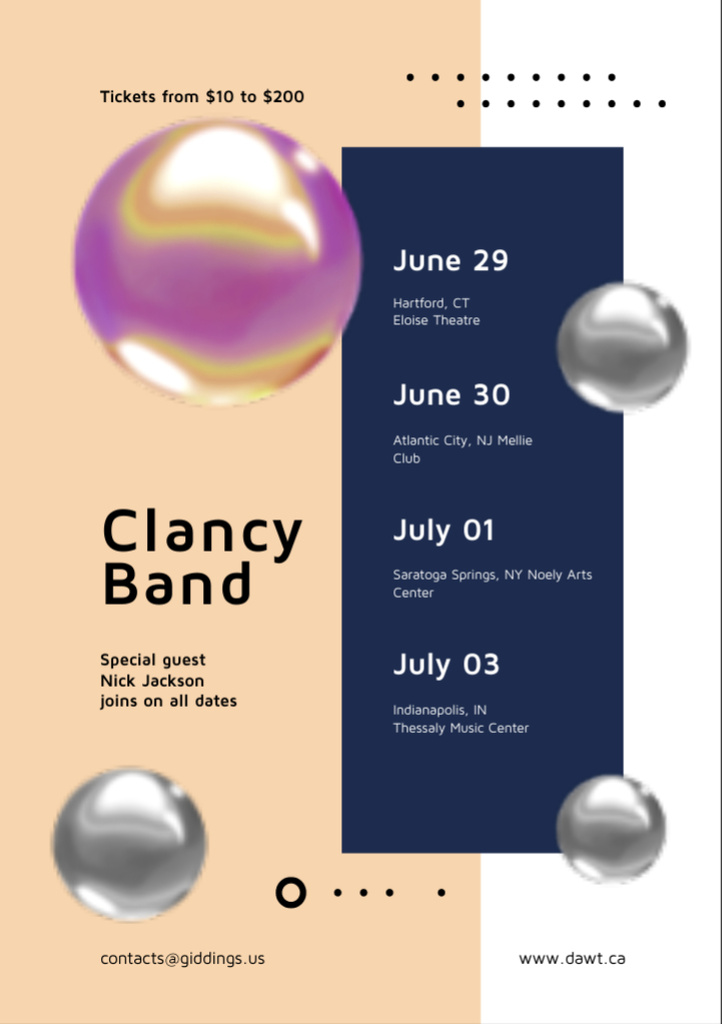 Plantilla de diseño de Band Concert Announcement with Abstract Spheres Flyer A7 