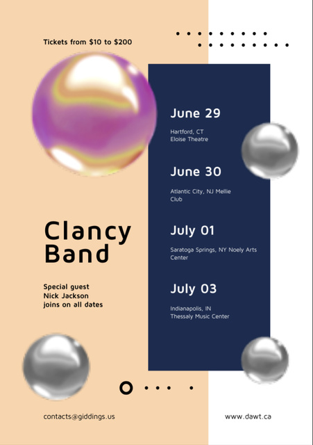 Platilla de diseño Band Concert Announcement with Abstract Spheres Flyer A7