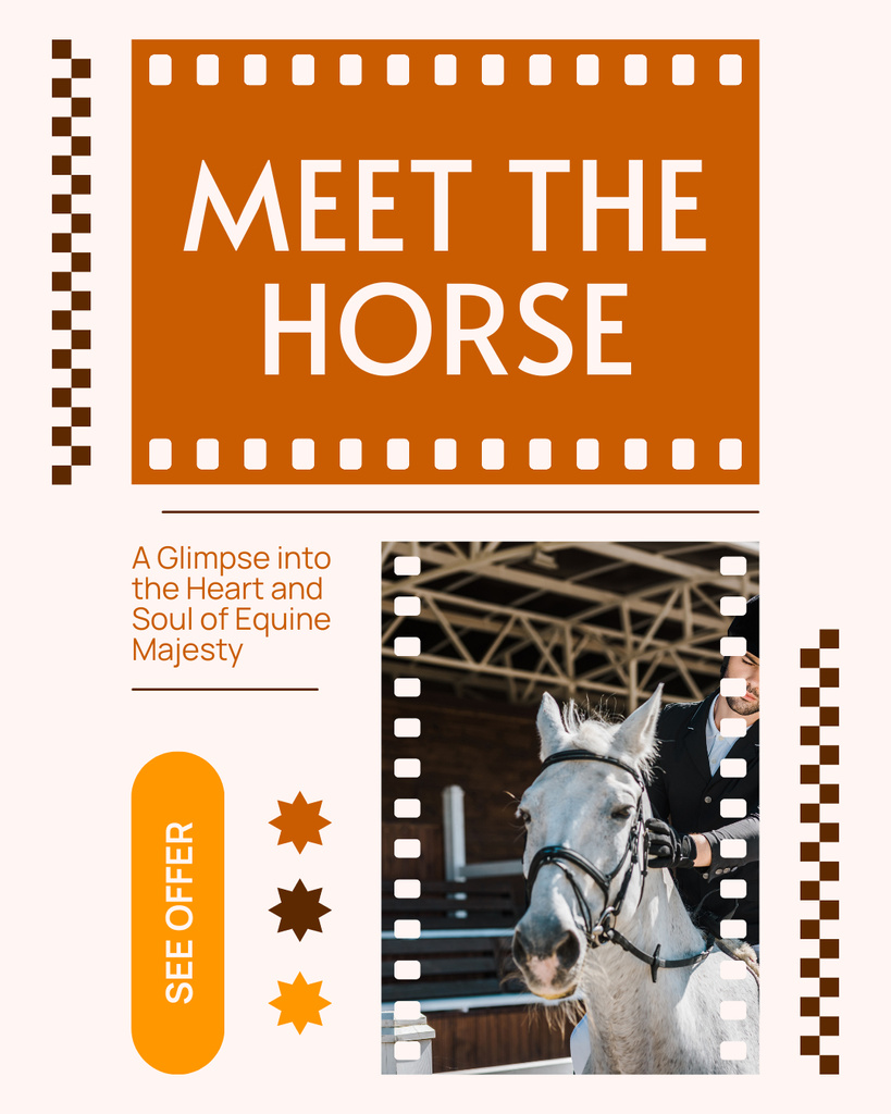 Equestrian Sport Horse Star Introducing Instagram Post Vertical Tasarım Şablonu