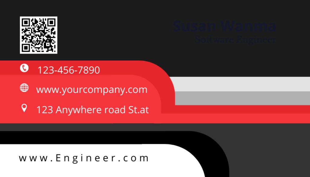 Software Engineer's Ad With Cogwheel Business Card US Design Template
