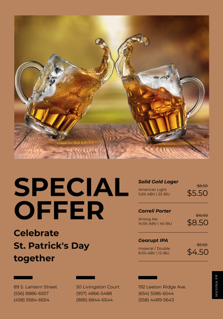 Alcohol Drinks Discount on St.Patricks Day Poster 28x40in Šablona návrhu