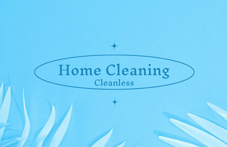 Home Cleaning Services Offer on Blue Business Card 85x55mm Modelo de Design