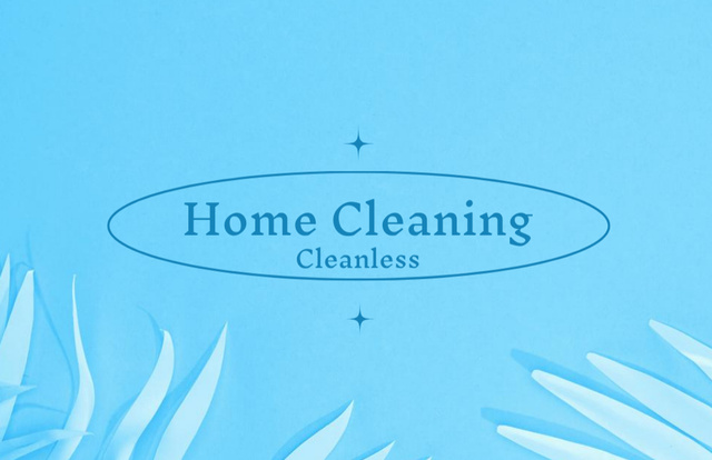 Home Cleaning Services Offer on Blue Business Card 85x55mm Design Template