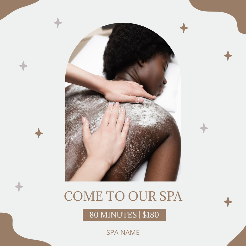 Young African American Woman Enjoying Massage at Spa Instagram Design Template