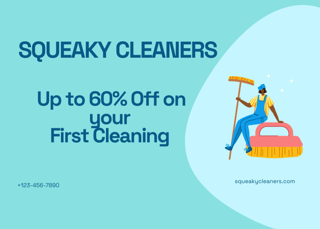 Ontwerpsjabloon van Flyer 5x7in Horizontal van Professional Cleaning Staff Services Offer With Discount