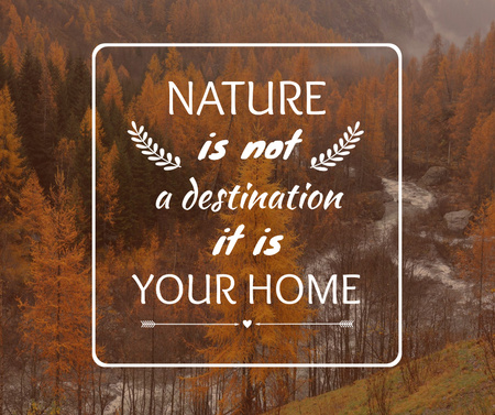 Nature Quote with Scenic Autumn forest Facebook Modelo de Design