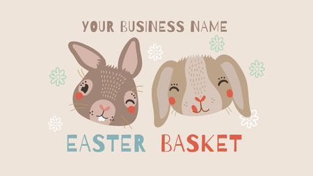 Ontwerpsjabloon van Label 3.5x2in van Paasfeest met schattige konijntjes