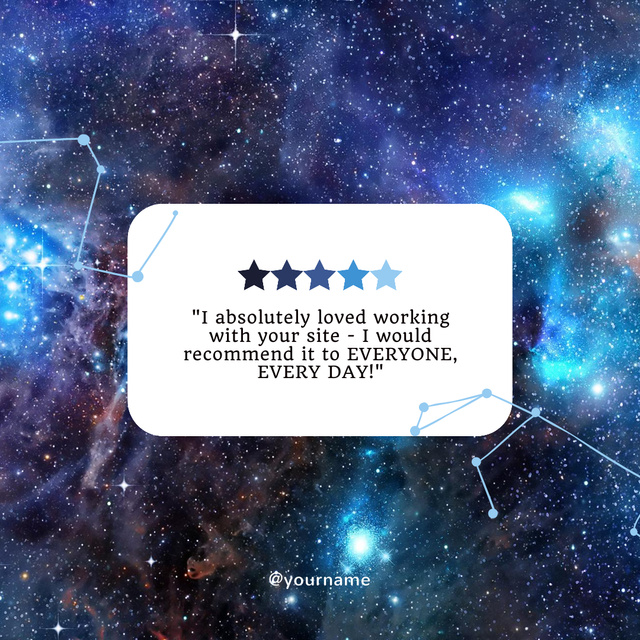 Designvorlage Inspirational Quote with Starry Sky and Zodiac Signs für Instagram
