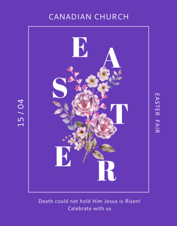Easter Holiday Celebration Announcement with Flowers Poster 22x28in Šablona návrhu