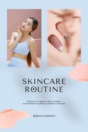 Skincare Ad with Tender Young Woman Pinterest Šablona návrhu