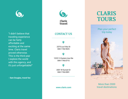 Travel Tours Offer with Woman Tourist Brochure 8.5x11in Design Template