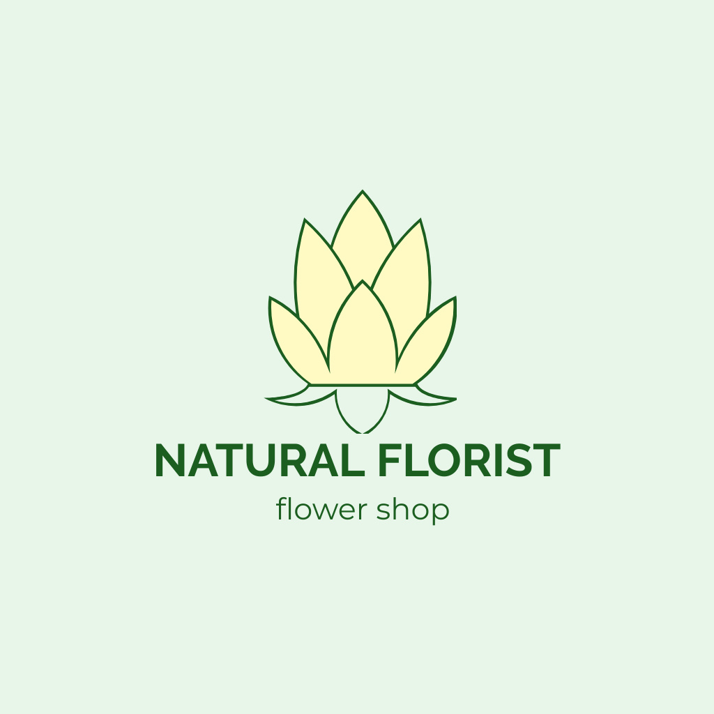 Flower Shop Emblem with Plant Logo Design Template