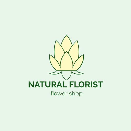 Flower Shop Emblem with Plant Logo Design Template