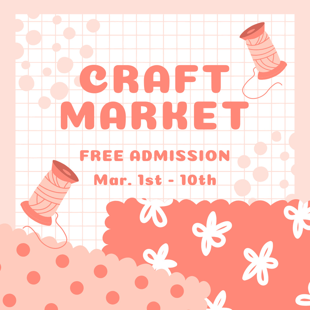 Ontwerpsjabloon van Instagram van Craft Market Announcement With Free Entry
