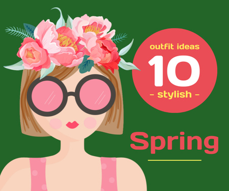 Dreamy girl with Spring flowers Facebook Design Template