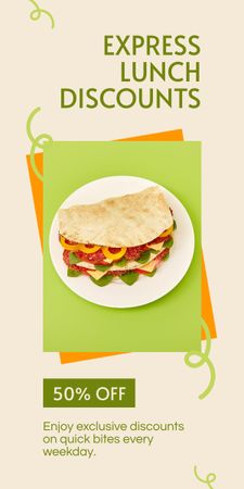 Discount on Express Lunch with Tasty Taco Graphic Design Template