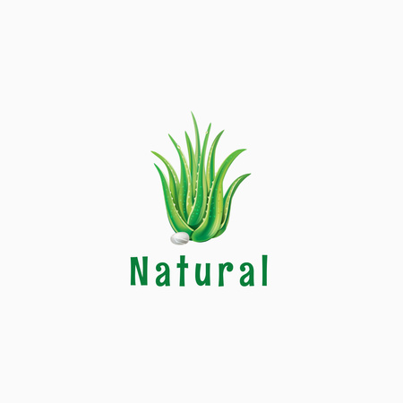 Aloe bitkisi ile doğal logo tasarımı Logo Tasarım Şablonu