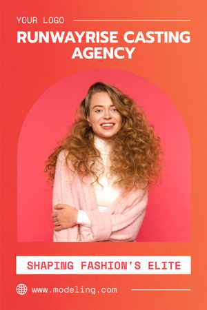 Platilla de diseño Casting for Model Agency with Curly Woman Pinterest