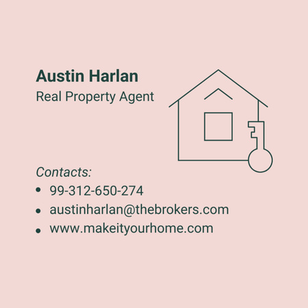 Real Property Agent Services Offer in Pink Square 65x65mm Design Template