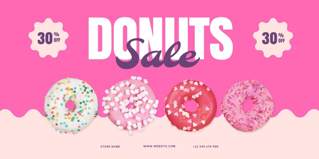 Sweet and Beautiful Donuts Sale Twitter Design Template