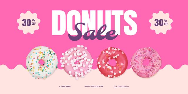 Sweet and Beautiful Donuts Sale Twitterデザインテンプレート