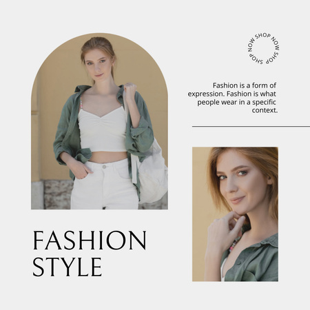 Fashion Style with Attractive Young Woman Instagram Design Template