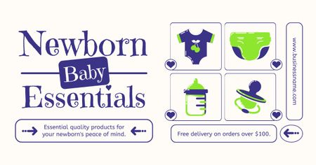 Platilla de diseño Essential Goods for Newborns with Delivery Facebook AD