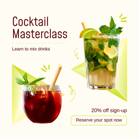 Designvorlage Rabatt auf Cocktail-Mix-Schulung für Instagram