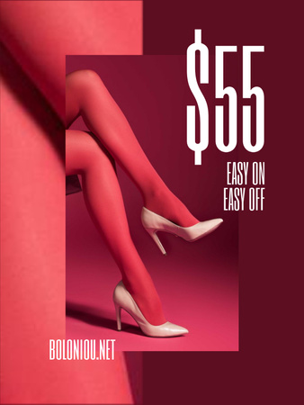 Fashion Sale with Female Legs in Pink Tights Poster US Design Template