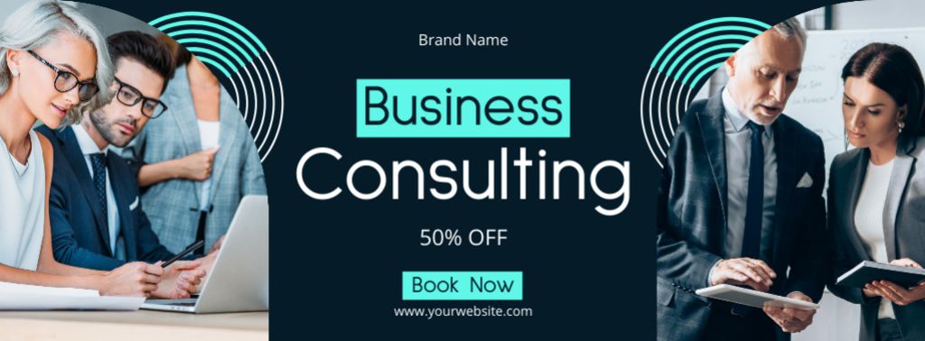Template di design Team working in Business Consulting Agency Facebook cover