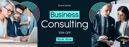Team working in Business Consulting Agency Facebook cover Design Template