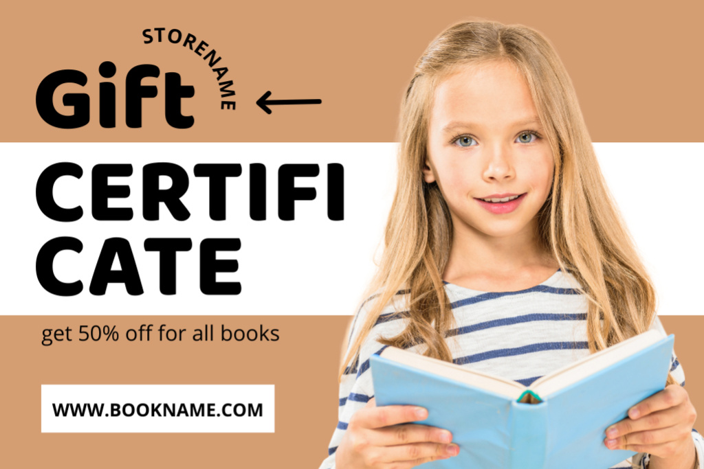 Template di design Discount Offer on Books for Kids Gift Certificate