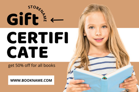 Ontwerpsjabloon van Gift Certificate van Kortingsaanbieding op boeken voor kinderen