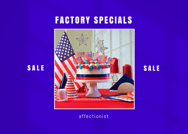 USA Independence Day Sweet Cake Sale Offer Postcard 5x7in Design Template