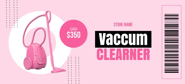 Designvorlage Vacuum Cleaners Sale Offer in Pink für Coupon 3.75x8.25in