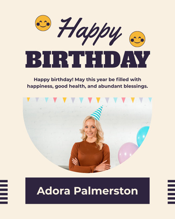 Happy Birthday to Young Blonde Instagram Post Vertical Design Template
