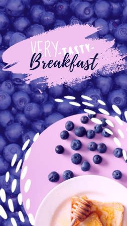 Designvorlage Bread with Honey and Blueberries for Breakfast für Instagram Story