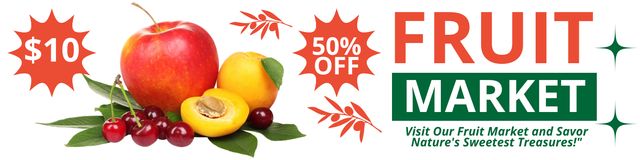 Discount on Products at Fruit Market Twitterデザインテンプレート